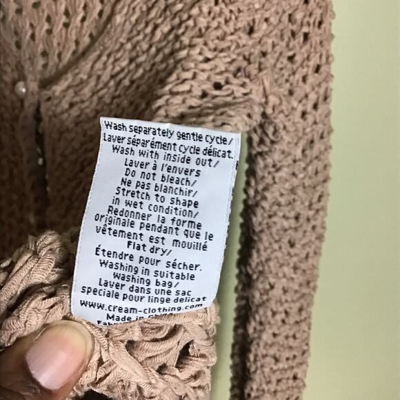 Cream Cloth Women Crochet Sweater With Pearl Button Detail Sz XL EUC Runs Small - Picture 9 of 12